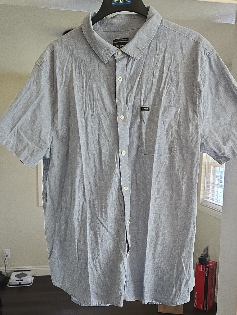Brixton Short-Sleeve Button-Down Shirt — Light Blue